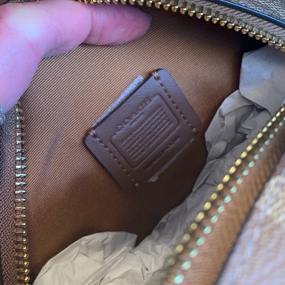 Authentic COACH Signature Coated canvas /smooth leather zip top crossbody - Picture 6 of 9